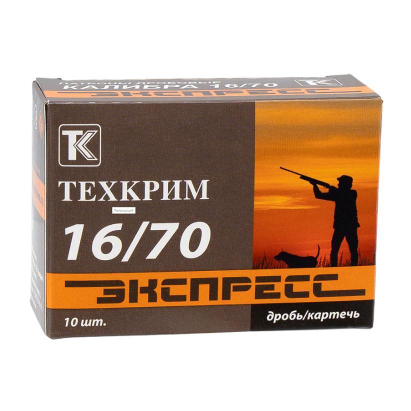 Патрон 16x70 (ТехКрим) Экспресс Дробь № 1, 29 гр., (пачка 10 шт.)