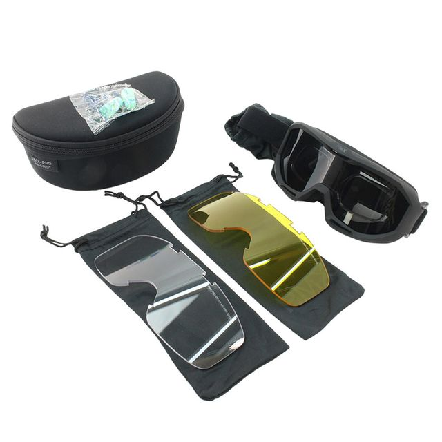 Маска баллистическая (PMX) Pro Armour KIT (3 линзы, Прозрачный, Желтый, Серый, Anti-Fog)