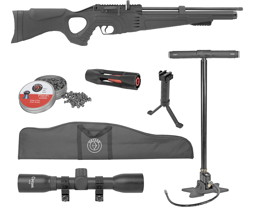 Винтовка пневматическая (Hatsan) FLASH 101 SET (5.5мм, Насос, Прицел 4х32, Сошки, Чехол, 3Дж) PCP_3