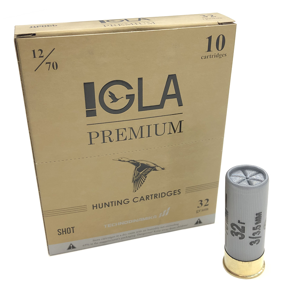 Патрон 12x70 (IGLA) IGLA-PREMIUM, Дробь № 3, 32 гр., (пачка 10 шт.)