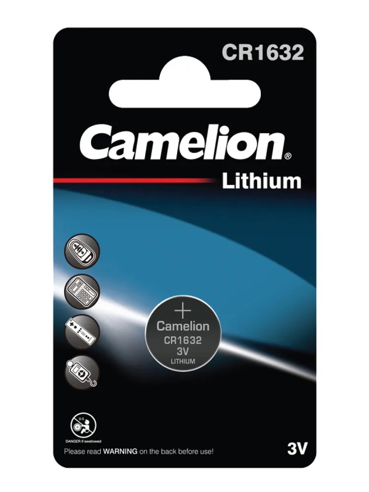Батарейка CR1632 (Camelion) (3 вольта, Li-ion, Блистер, 1шт)