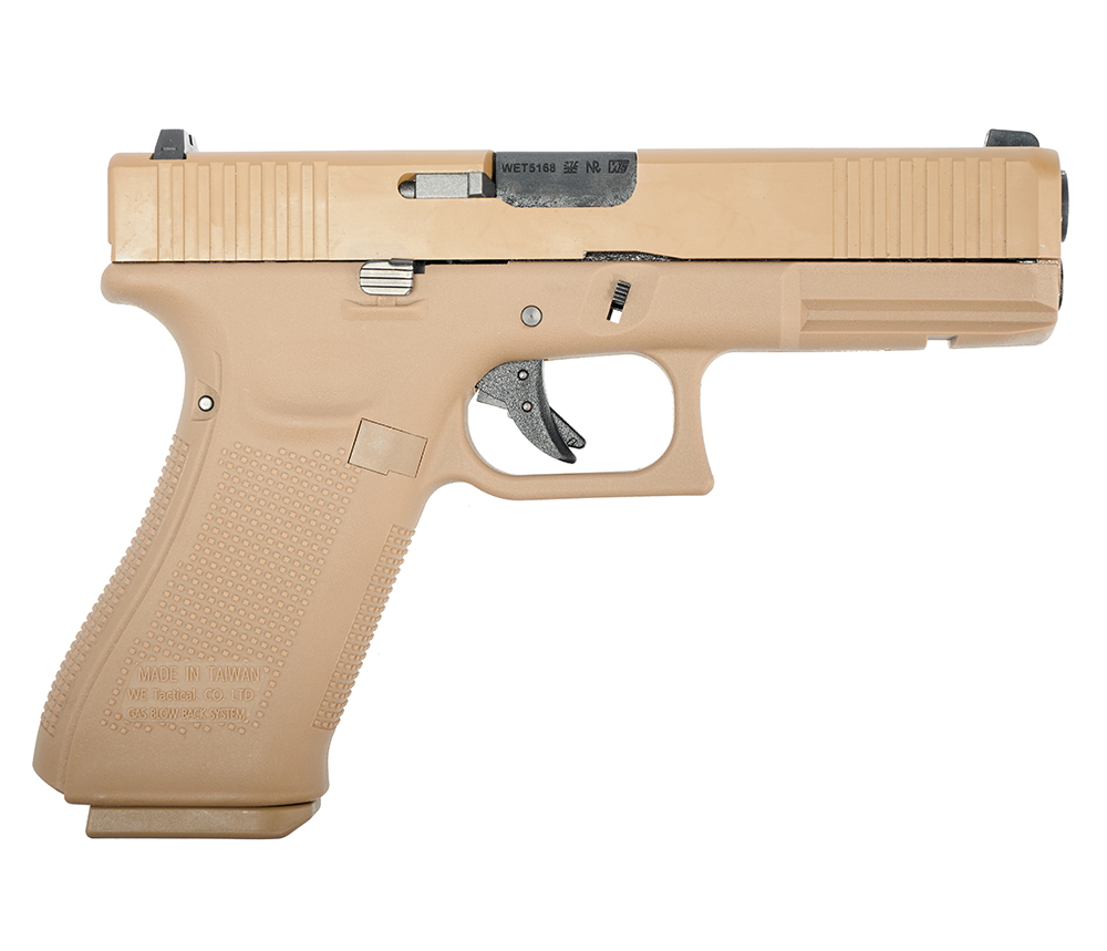 Пистолет (WE) GLOCK 17 Gen.5 (F vers., Greengas, Blowback, RIS, Песочный)_2