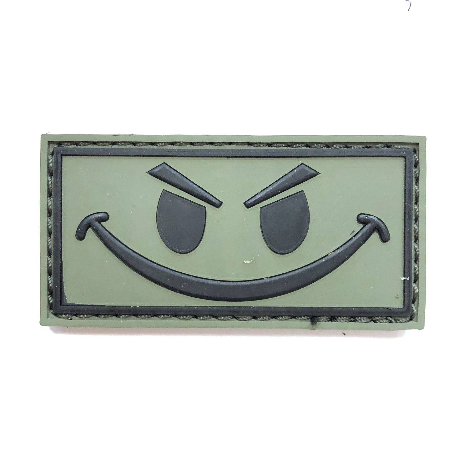 Нашивка Smile (ПВХPVC, 70х35, Черный на оливе) улыбка