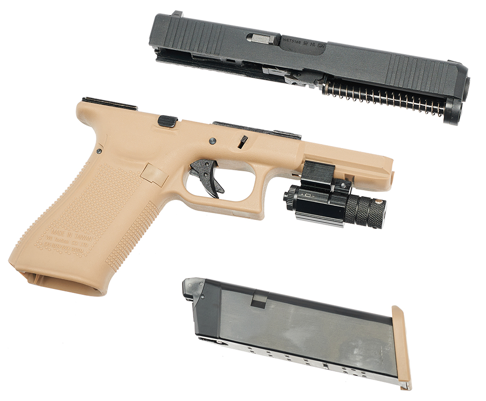 Пистолет (WE) GLOCK 17 G-Force Gen.5 (Greengas, Blowback, RIS, ПесочныйЧерный затвор)_3