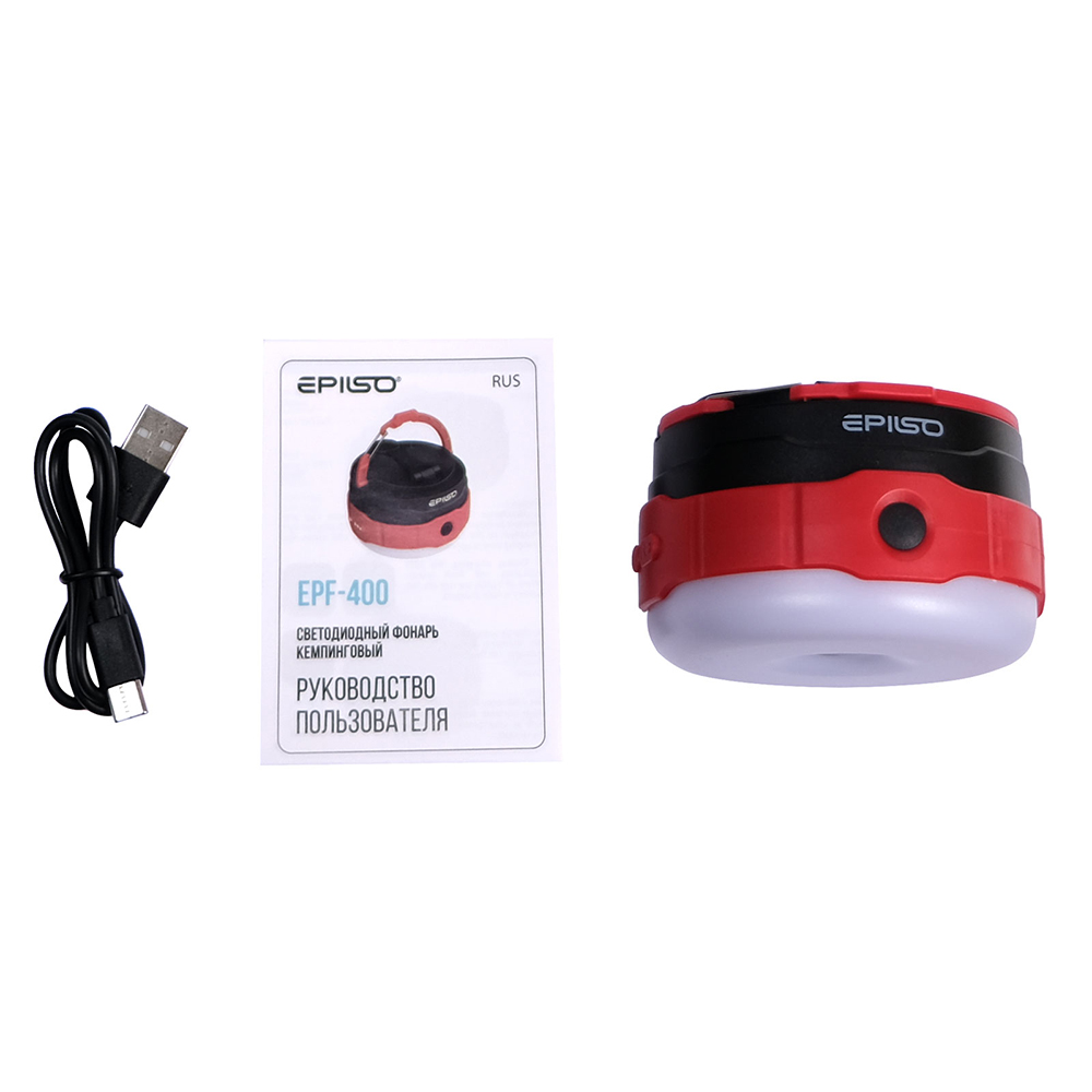Фонарь (Epilso) EPF-400 кемпинг (500 люмен, 2000 mAh, динамо, Power bank, Чёрно-красный)_5