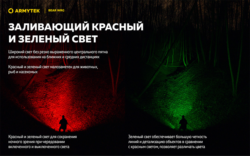 Фонарь (Armytek) Bear WRG (1500 люмен, Зеленый, Красный, Белый)_5