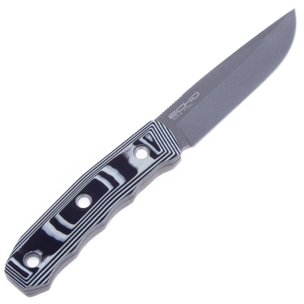 Туристический нож (Kizlyar Supreme) Echo (AUS-8, Satin, Stonewash, Серая рукоять G10, Ножны кайдекс) 2