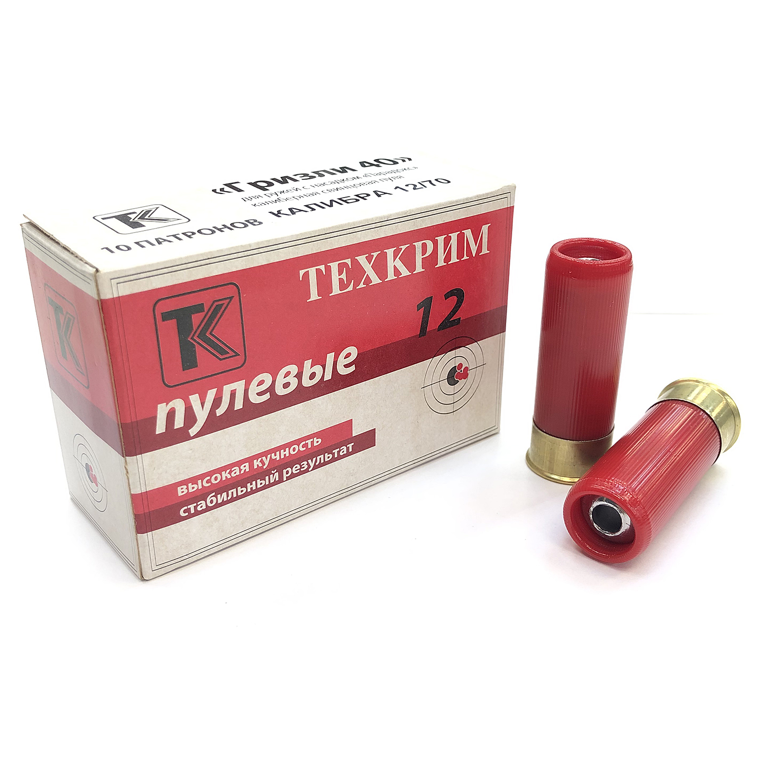 Патрон 12x70 (ТехКрим) пуля Гризли, 40 гр. (в пачке 10 шт.)