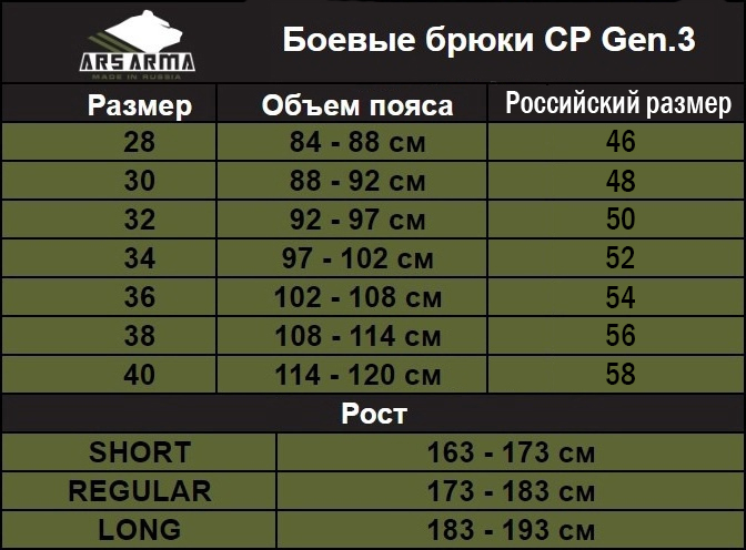 Брюки (Ars Arma) боевые CP Gen.3 РС