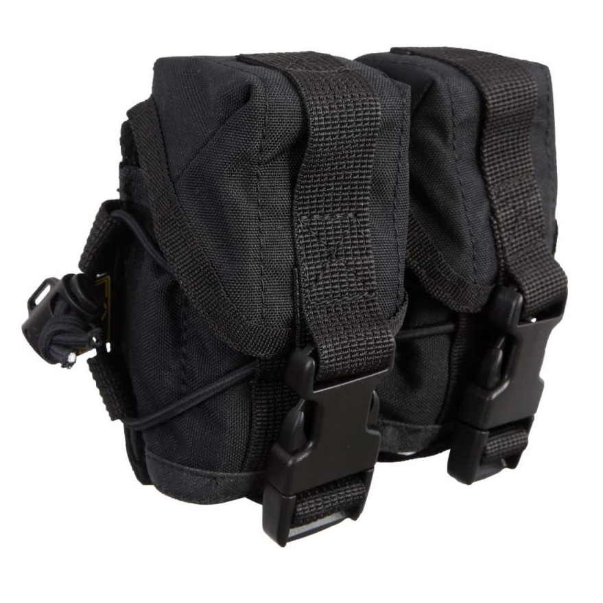 Подсумок (Ana Tactical) Гранатный двойной (Molle, Подвижный клапанн, Фастекс, Черный)