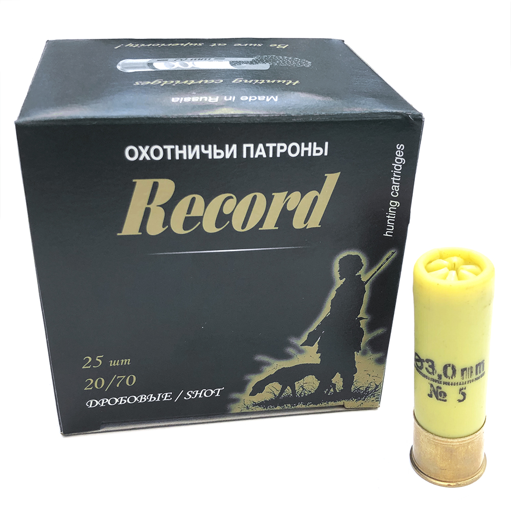 Патрон 20x70 (КХЗ) Рекорд Дробь № 5, 32 гр. (пачка 25 шт.)