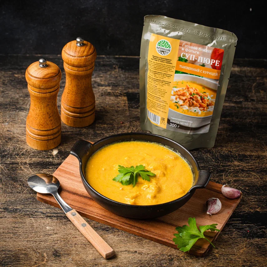 Консервы (Кронидов) Суп-пюре из тыквы с курицей (300г.)