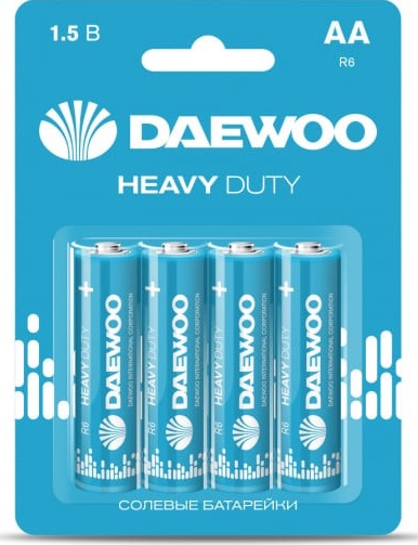 Батарейка AA(LR6) (Daewoo) Heavy Duty (1.5 вольта, Блистер, 4шт)