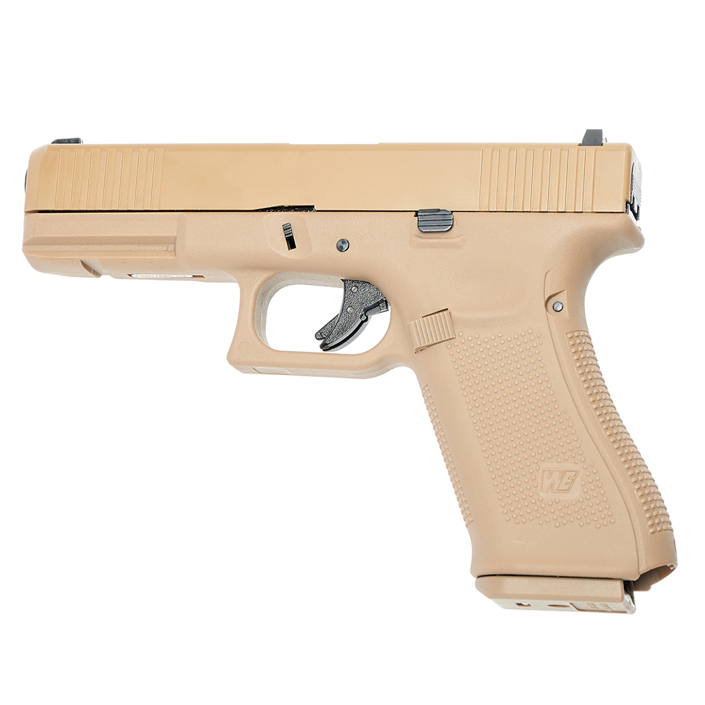 Пистолет (WE) GLOCK 17 Gen.5 (F vers., Greengas, Blowback, RIS, Песочный)