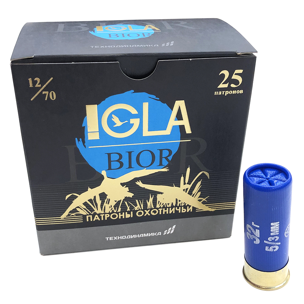Патрон 12x70 (IGLA) Игла-Биор, Дробь № 5, 32 гр., (пачка 25 шт.)
