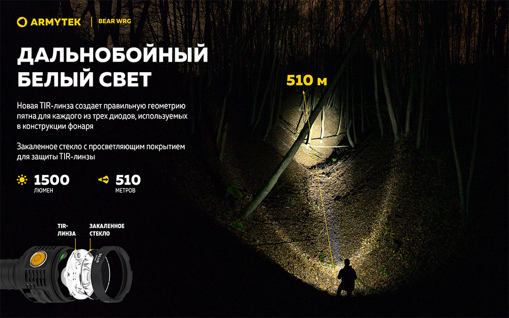 Фонарь (Armytek) Bear WRG (1500 люмен, Зеленый, Красный, Белый)_4