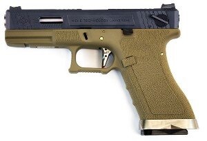 Пистолет (WE) GLOCK 17 G-Force Gen.4 (Greengas, Blowback, ПесочныйСтвол ХромЧерный затвор)