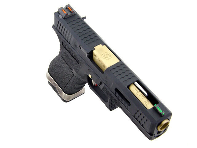 Пистолет (WE) GLOCK 18C G-Force Gen.4 (Автоогонь, Greengas, Blowback, ЧерныйЗолоченый ствол)2