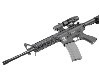 Автомат (G&G) M4A1 (CM16 Raider-L, Корпус нейлон, Weaver цевьё, 130-140мс, Чёрный)_4