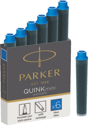 Картридж (Parker) для перьевой ручки Quink Mini (Синие чернила, 6 шт)