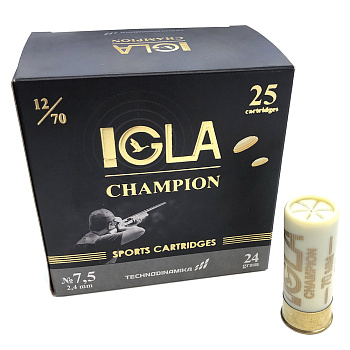 Патрон 12x70 (IGLA) Igla-Champion, Дробь № 7,5, 24 гр., (пачка 25 шт.)