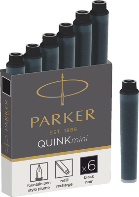 Картридж (Parker) для перьевой ручки Quink Mini (Черные чернила, 6 шт)