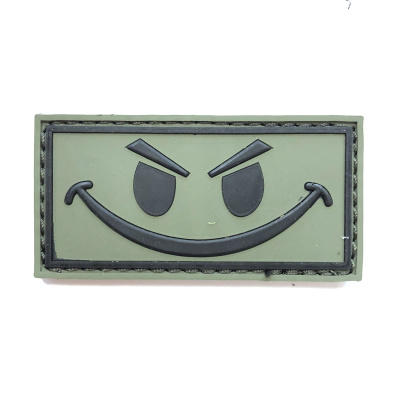 Нашивка Smile (ПВХPVC, 70х35, Черный на оливе) улыбка
