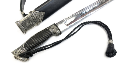 Шашка (KnifeKlass) Казачья Атаман (65Г, Полировка, Латунь, Береза, Кожа)_2