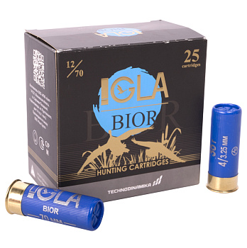 Патрон 12x70 (IGLA) IGLA-BIOR, Дробь № 4, 36 гр., (пачка 25 шт.)