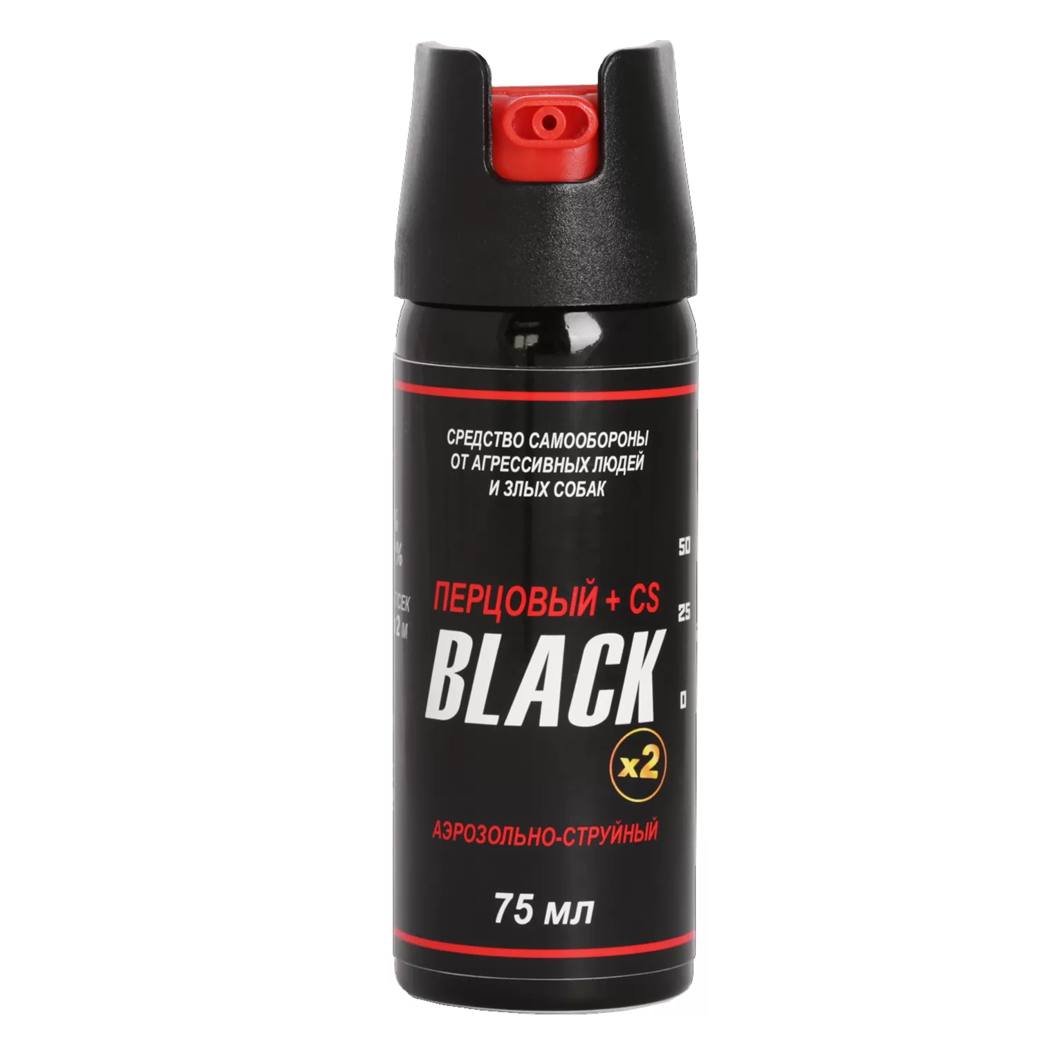 Газовый баллончик (Техкрим) Black x2 (Струйно-аэрозольный, OC+CS, 2%, 75мл,  Блистер) купить по цене 640 ₽ рублей - Доставка по России