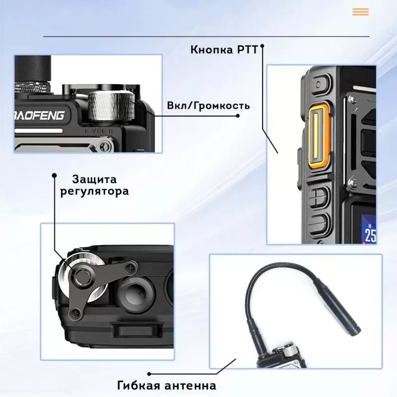 Рация (Baofeng) UV-25 (10 Вт, трехдиапазонная, FM радио, 2800 мАч)_4